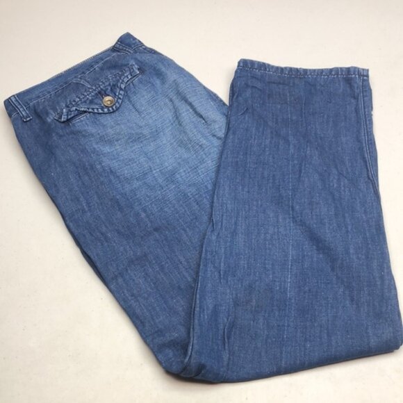 LINEN BLEND BANANA REPUBLIC WIDE LEG JEANS 32x30 - Picture 4 of 12
